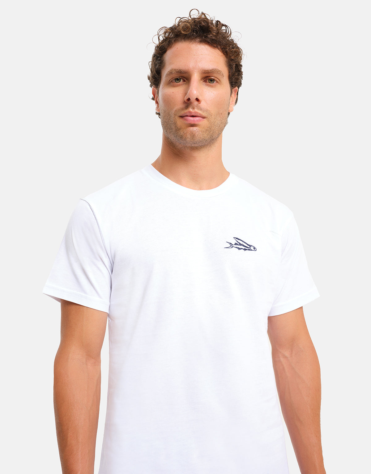 T-Shirt Ricamo Spiaggia Bianca Cotone