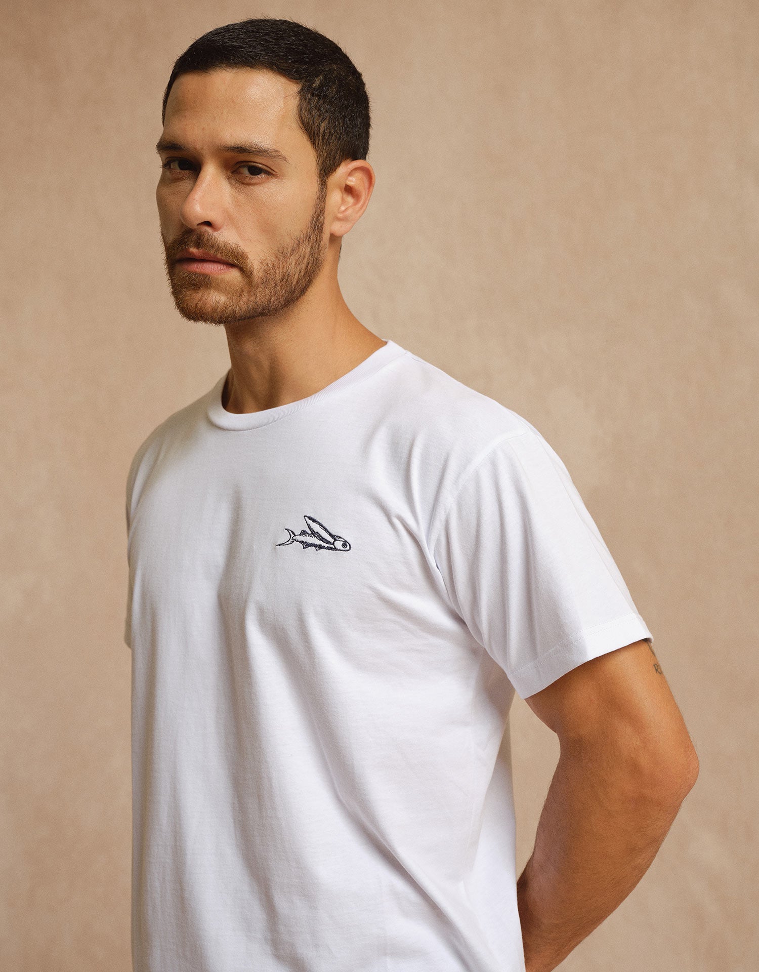 White Cotton Beach Embroidery T-Shirt