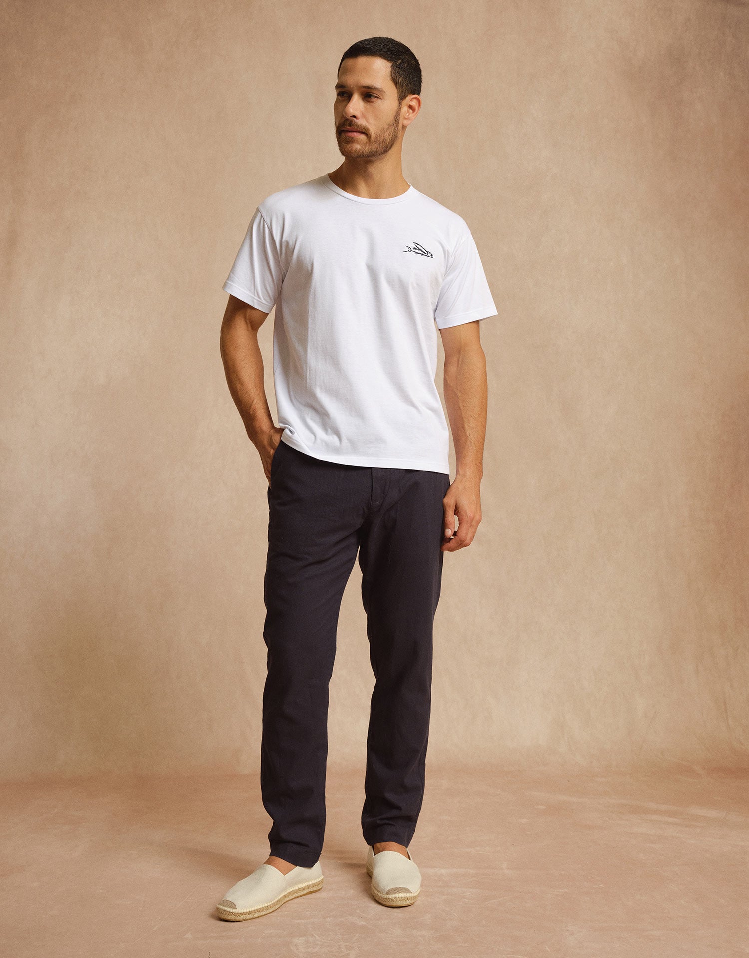 White Cotton Beach Embroidery T-Shirt