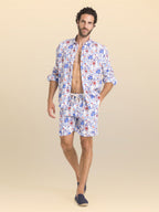 Herren-Pantabasket aus bedrucktem Leinen Casablanca