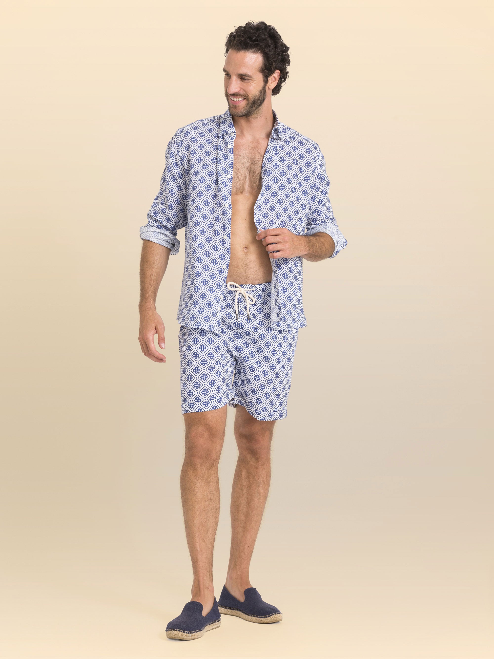 PANTABASKET EM LINHO ESTAMPADO PANTELLERIA