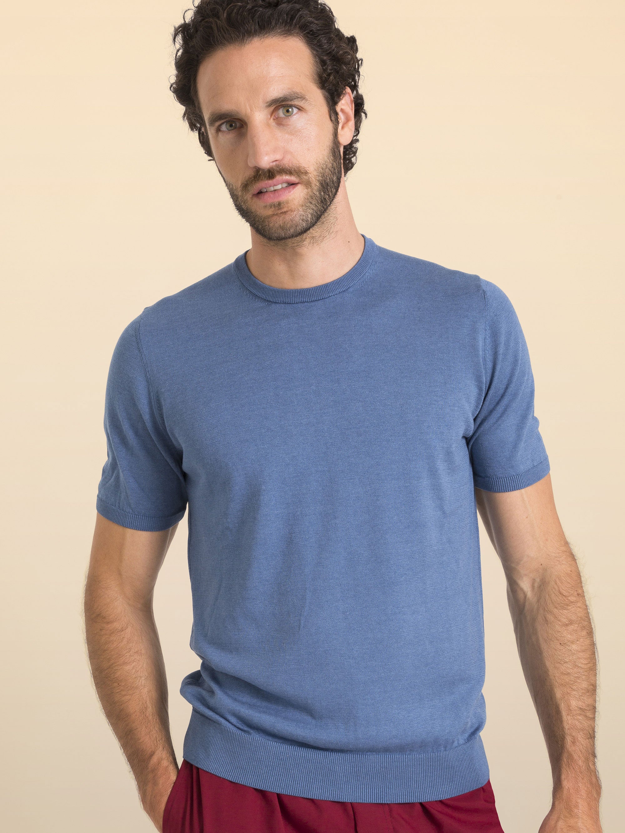 MAGLIA GIROCOLLO IN TRICOT A MANICHE CORTE CALA VOLPE