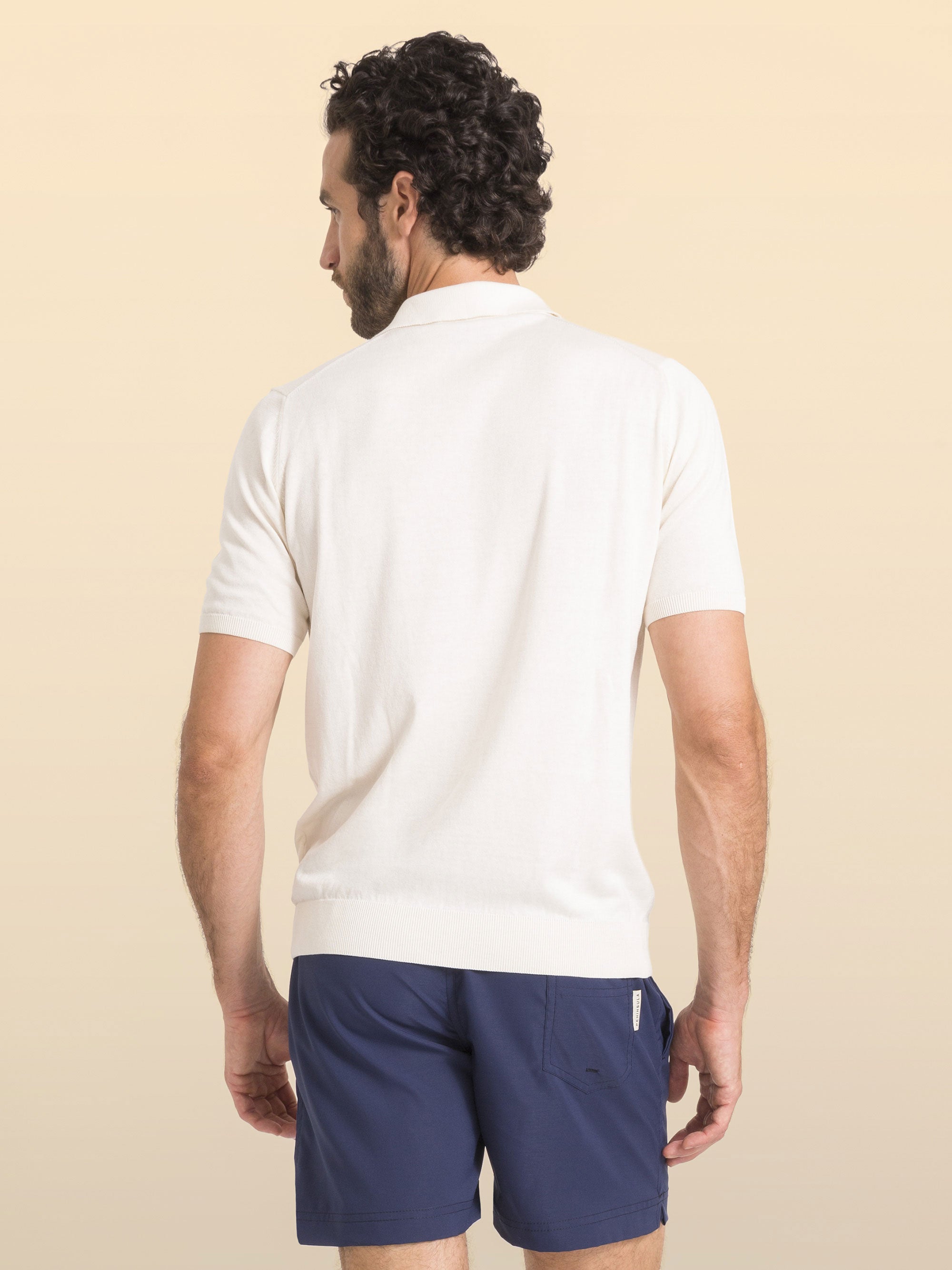 POLO DE MANGA CURTA EM TRICOT DE ALGODÃO E SEDA MARZAMEMI