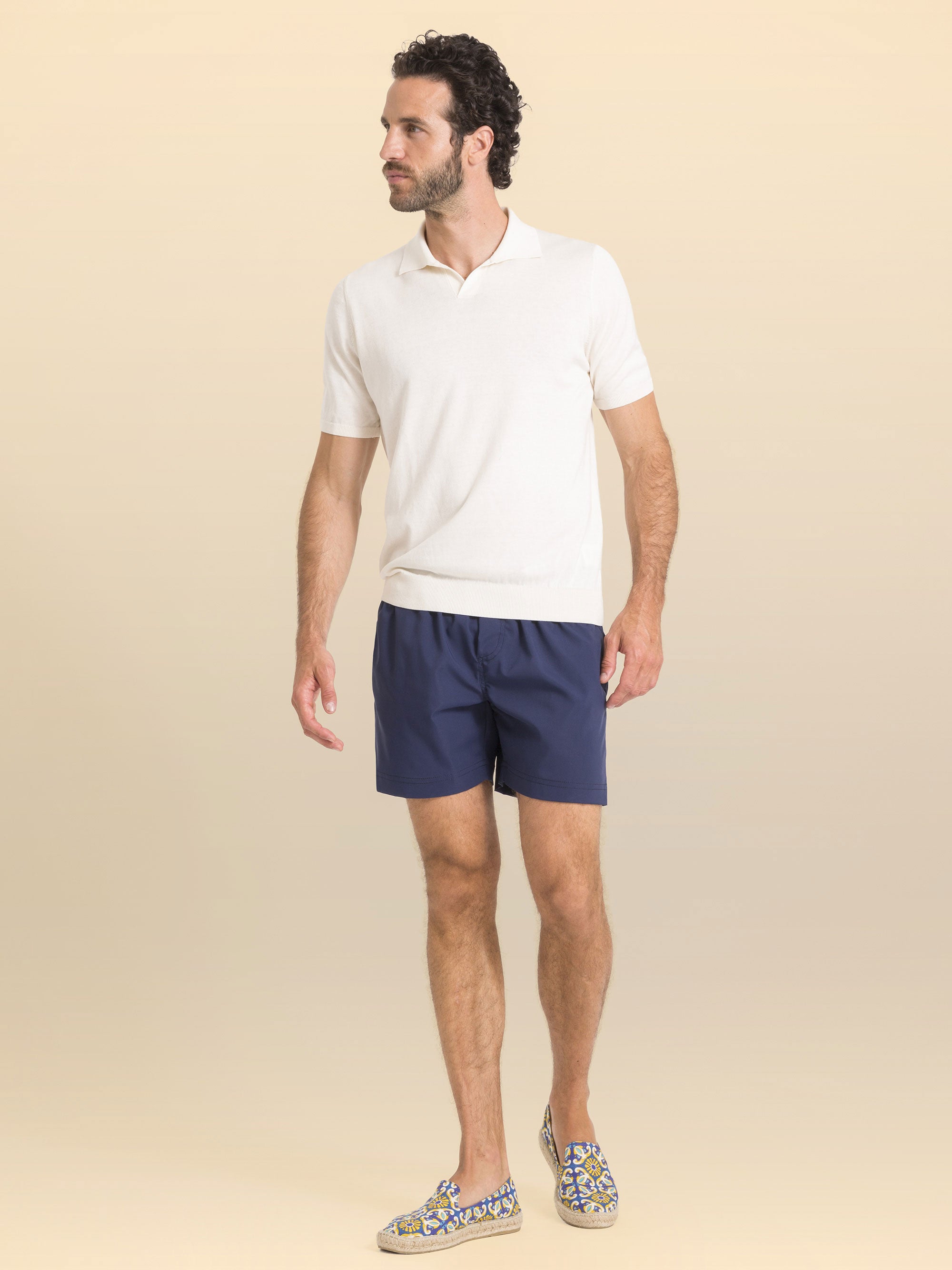 POLO DE MANGA CURTA EM TRICOT DE ALGODÃO E SEDA MARZAMEMI