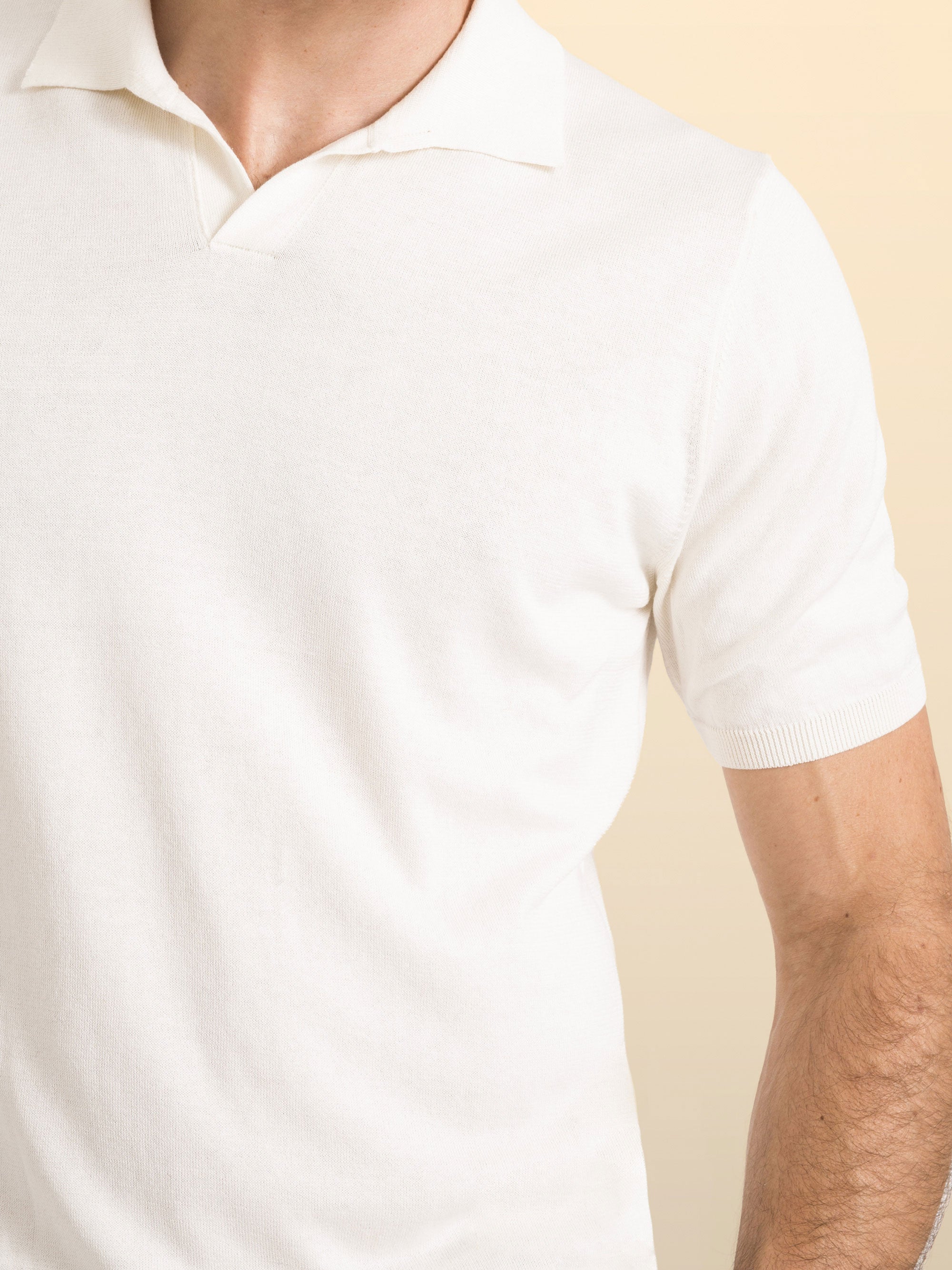 POLO DE MANGA CURTA EM TRICOT DE ALGODÃO E SEDA MARZAMEMI