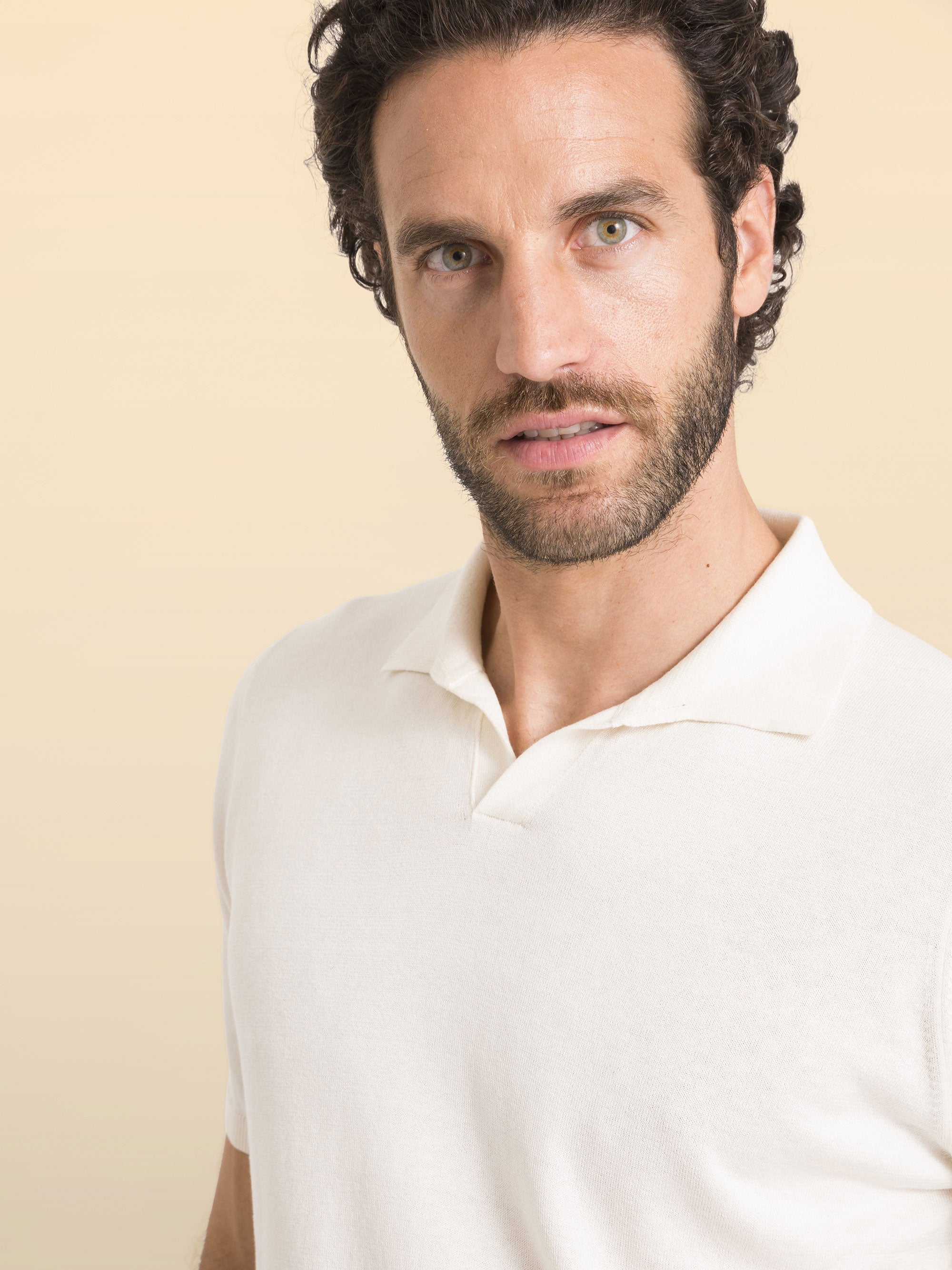 POLO DE MANGA CURTA EM TRICOT DE ALGODÃO E SEDA MARZAMEMI