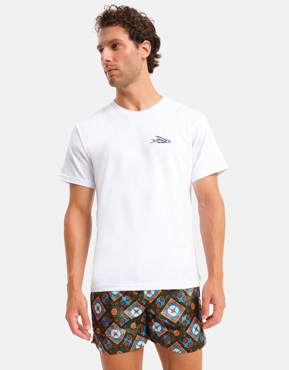 White Cotton Beach Embroidery T-Shirt