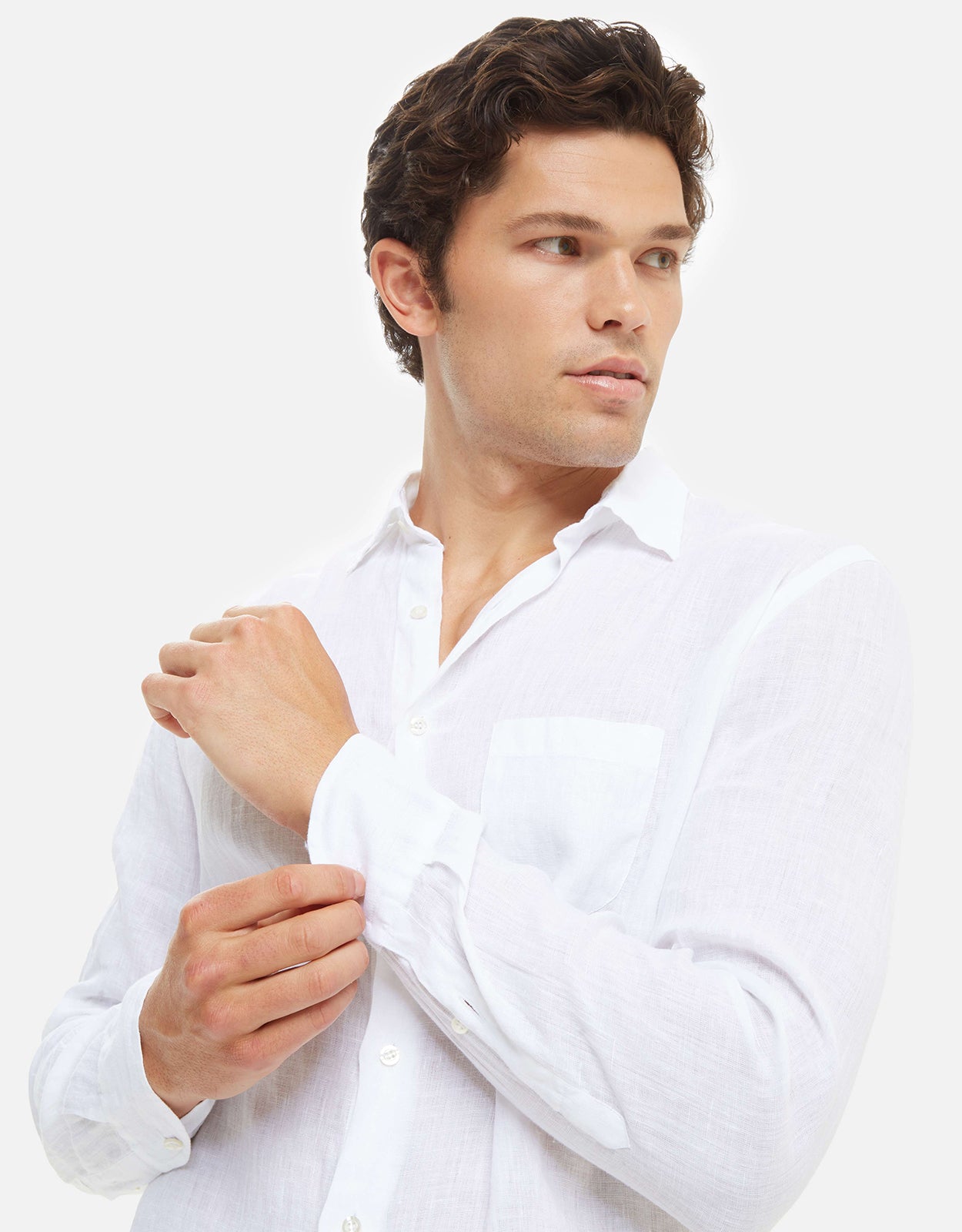 Camisa playera de lino blanca